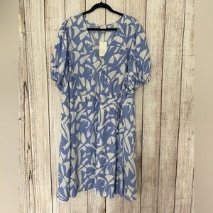 a new day Leaf Print Maxi Dress in Blue and Cream